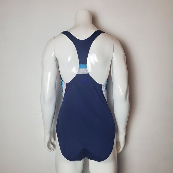 Speedo Navy Blue Stripe Racerback Swimsuit - Picture 3 of 6